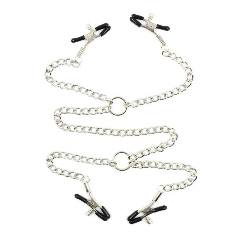 Зажимы на соски и половые губы на цепочке "Notabu BDSM" регулируемые 